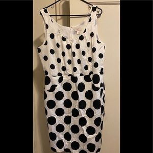 Sleeveless black and white knee length dress